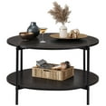 thumbnail image 1 of GALAXHERO Round Small Coffee Table 32.6" Side End Table with Open Storage Shelf 2-Tier Industrial Circle Wood Center Table for Living Room Bedroom Charcoal Black, 1 of 6