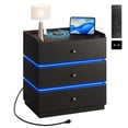thumbnail image 1 of GALAXHERO Smart LED Nightstand with Charging Station, Bedside Table with Sensor, Wireless Charging, 3 Drawers,Black, 1 of 9
