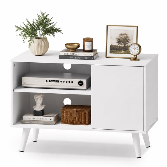 GALAXHERO TV Stand for 40 Inch TV, Modern Entertainment Center with Storage Cabinet, 32" TV Media Console Table with 3-level adjustable shelf for Living Room and Bedroom, White