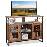 GALAXHERO TV Stand for 43 inch TV Small Entertainment Center with Storage Cabinet & Adjustable Shelves Farmhouse Industrial TV Table for Living Room and Bedroom