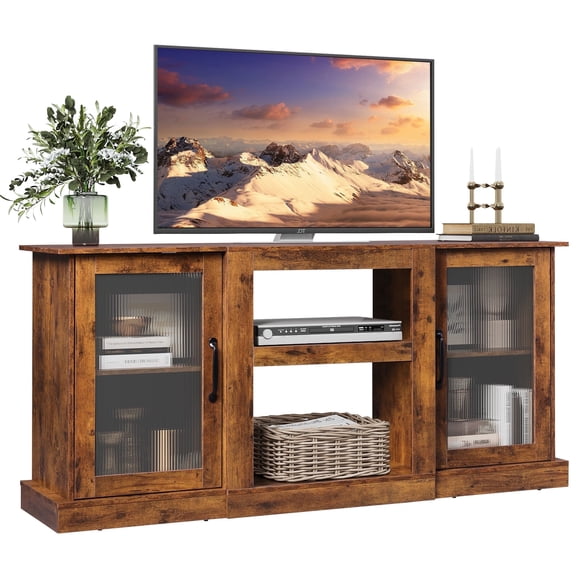 GALAXHERO TV Stand for 65 inch TV Media Console Cabinet with Storage and Open Shelves Entertainment Center for Living Room, Bedroom Rustic Brown