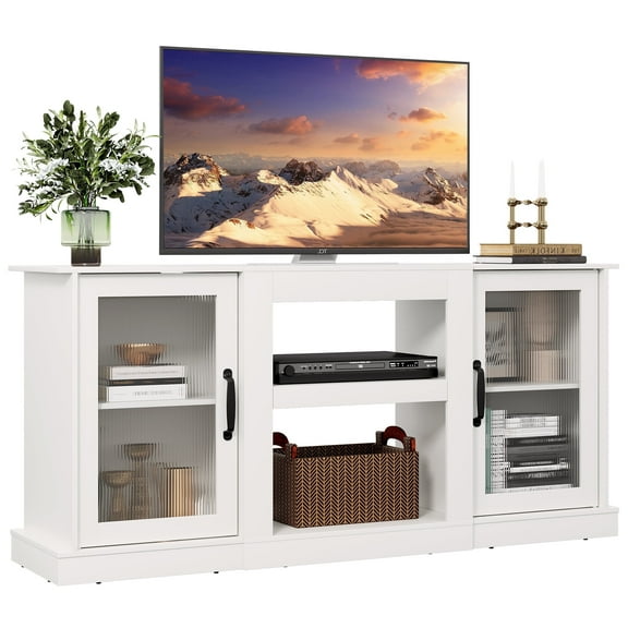 GALAXHERO TV Stand for 65 inch TV Media Console Cabinet with Storage and Open Shelves Entertainment Center for Living Room, Bedroom White