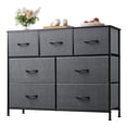 thumbnail image 1 of GALAXHERO 7 Drawer Dresser, TV Stands for 45" TV, Chest of Drawers with Fabric Bin for Bedroom, Living Room, Entryway, Dark Grey Wood Grain Print, 1 of 8