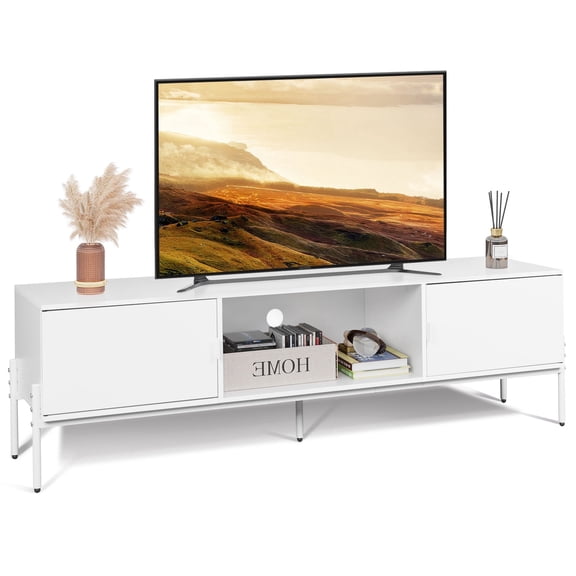 GALAXHERO TV Stand Modern Entertainment Center with Storage Cabinets and Metal Legs for Bedroom and Living Room, TV Console, 65 Inch, White