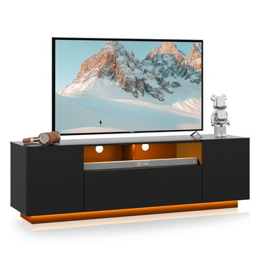 GALAXHERO TV Stand for 65 Inch TV, 58" Entertainment Center with Storage Cabinet, Modern TV Console, TV Stands for Living Room, Black