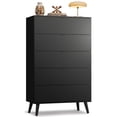 thumbnail image 1 of GALAXHERO Tall 5 Drawer Dresser, Wood Storage Organizer for Bedroom, Closet, Living Room, Black, 1 of 8