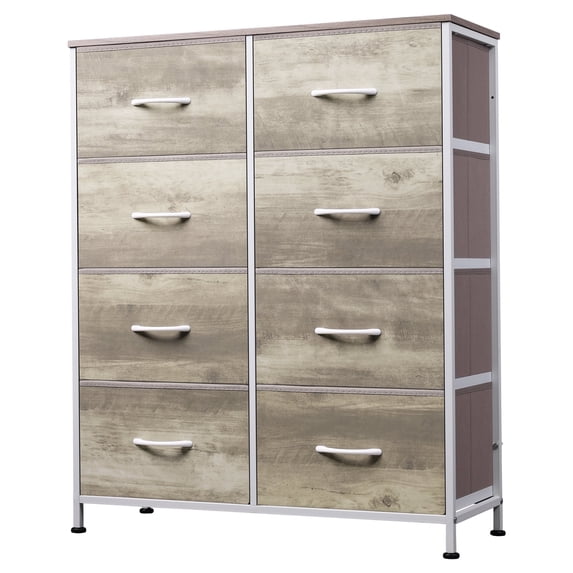 GALAXHERO 8 Drawer Fabric Dresser for Bedroom, Storage Bins Chest of Drawer for Closet, Living Room, Hallway, Greige