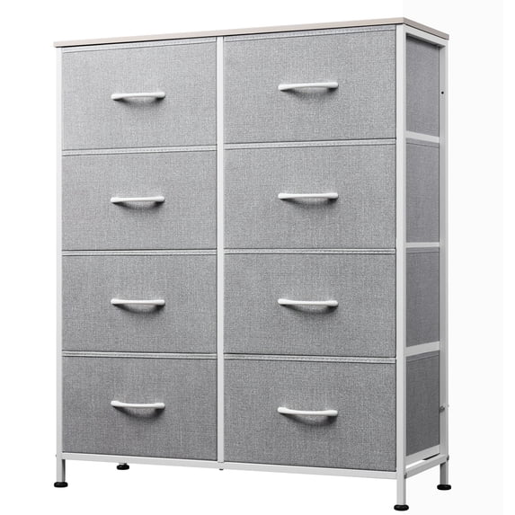 GALAXHERO 8 Drawer Fabric Dresser for Bedroom, Storage Bins Chest of Drawer for Closet, Living Room, Hallway, Light Grey