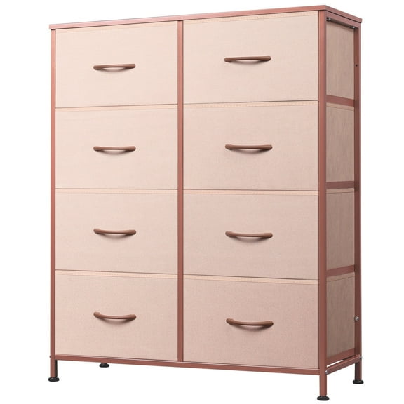 GALAXHERO 8 Drawer Fabric Dresser for Bedroom, Storage Bins Chest of Drawer for Closet, Living Room, Hallway, Pink