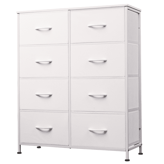 GALAXHERO 8 Drawer Fabric Dresser for Bedroom, Storage Bins Chest of Drawer for Closet, Living Room, Hallway, White