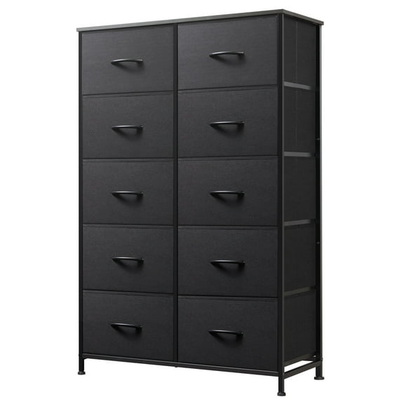 GALAXHERO Tall Dresser 10 Drawers, Chest Organizer Unit with Fabric Bins for Bedroom, Closet, Hallway, Living Room, Entryway, Black