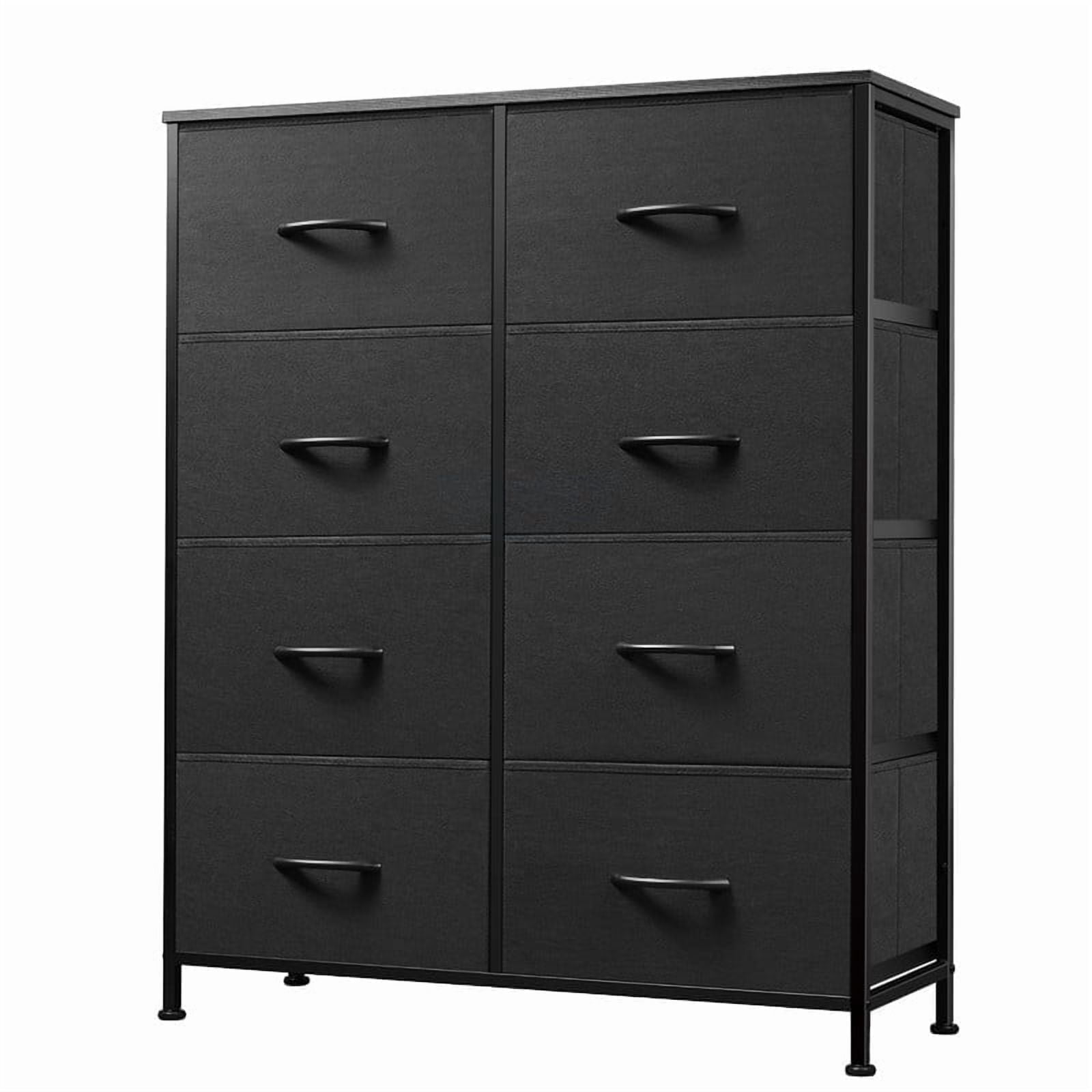 GALAXHERO 8 Drawer Fabric Dresser for Bedroom, Storage Bins Chest of Drawer for Closet, Living Room, Hallway, Charcoal Black