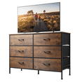 thumbnail image 1 of GALAXHERO 6-Drawer Fabric Dresser, 50-Inch TV Stand Wide Chest of Drawers for Bedroom, Closet, Living Room, Rustic Brown, 1 of 9