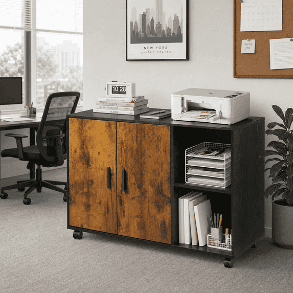GALAXHERO, Wood Storage Cabinets with Doors and Shelves, Red - Walmart.com