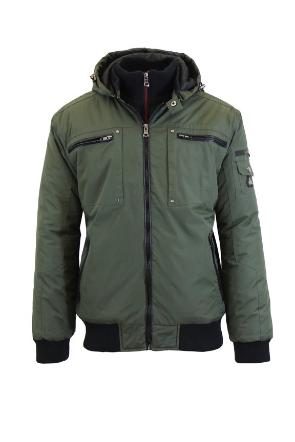 MEN'S HEAVYWEIGHT MOTO JACKET - SIZE: MEN L - OLIVE
