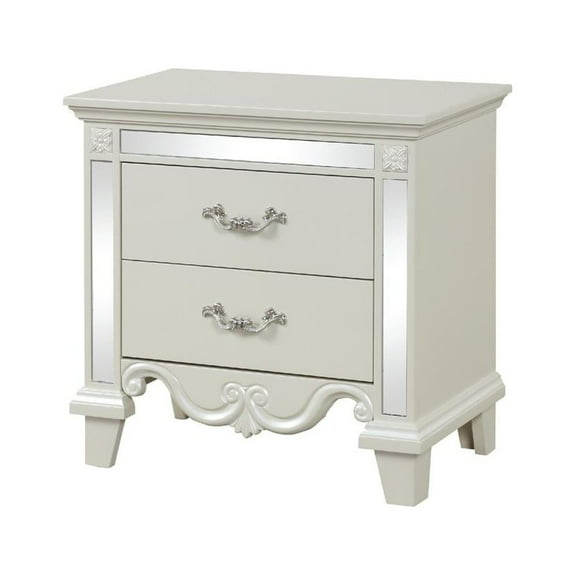 Milan Mirror Framed Nightstand made with Wood in White