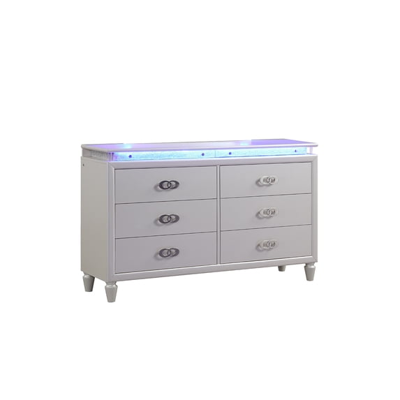 Perla LED Dresser Made with Wood in Milky White color