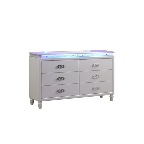 Perla LED Dresser Made with Wood in Milky White color