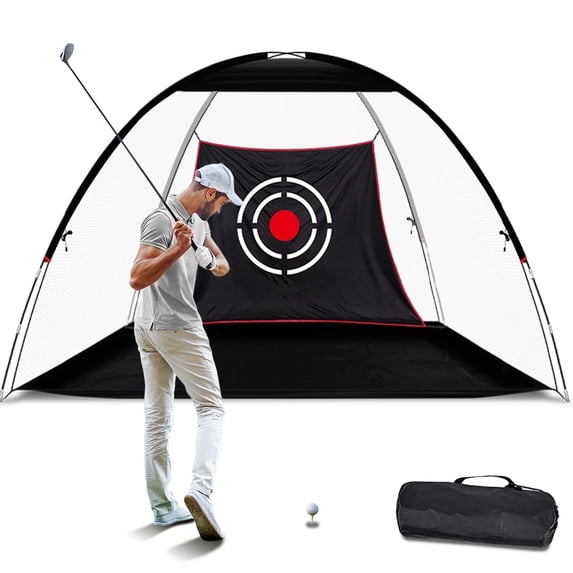 Gagalileo 12' x 7' Golf Practice Net with Large Impact Target, Portable Backyard Driving Range Hitting Net, Easy Setup Indoor Outdoor Training Aid with Carry Bag & Stakes