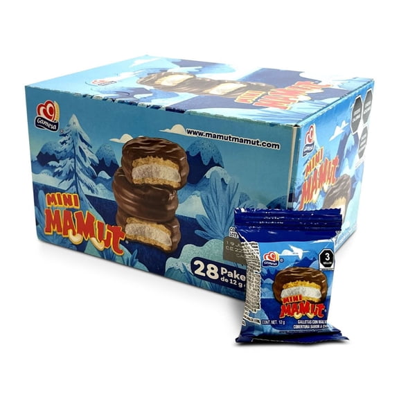 Gamesa Mini Mamut Chocolate Covered Cookies, 28 Individual Snack Packs, Mexican Cookies, Lunch Box Treats, Party Pack