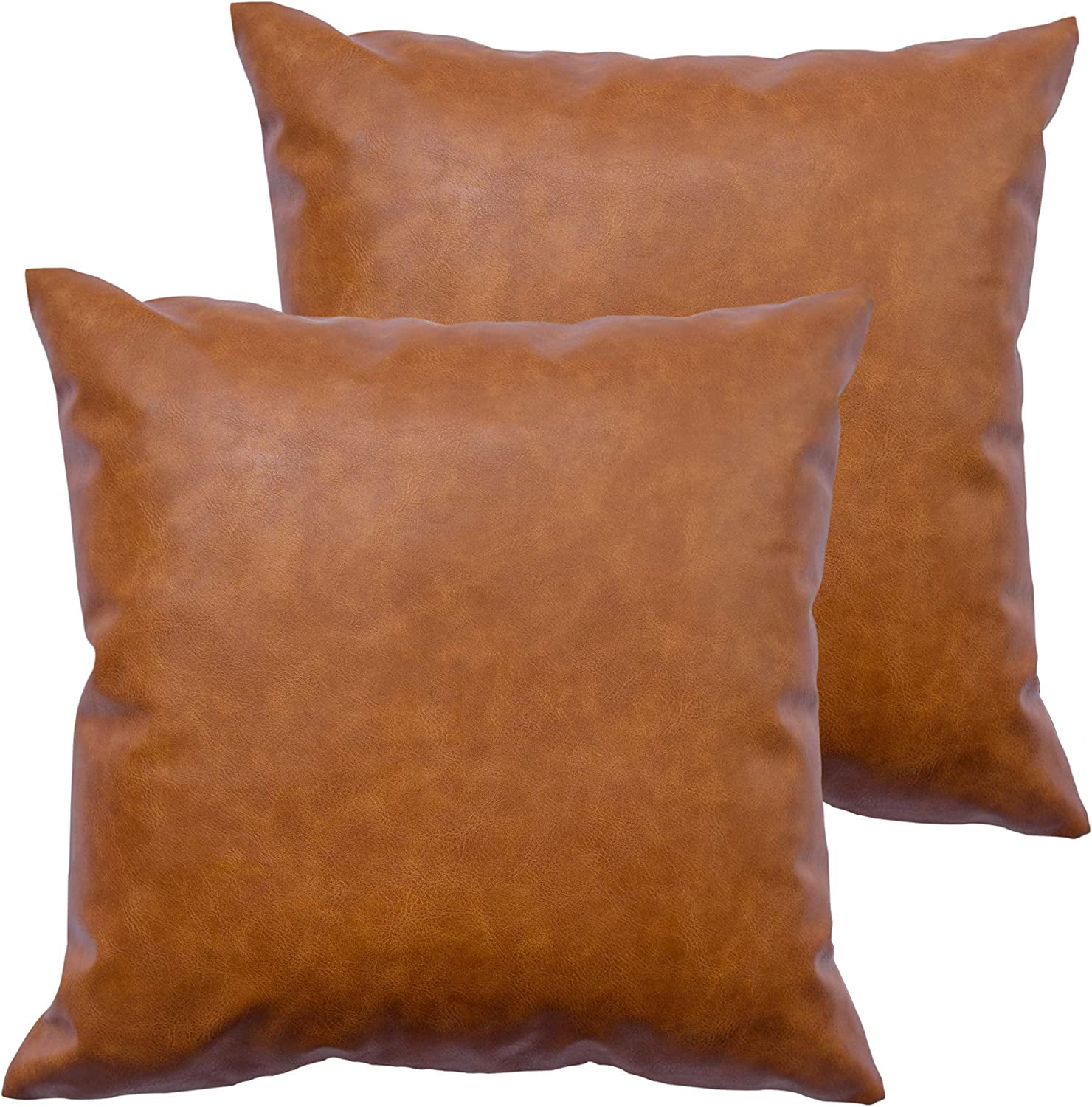 GALMAXS7 Brown Faux Leather Pillow Covers Decorative 18 x 18 Inch Cushion Cases for Couch 2 Pack Walmart