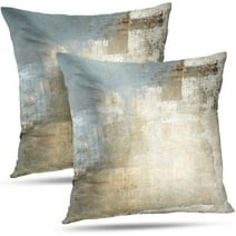 GALMAXS7 2 Grey & Beige Decorative Abstract Art Contemporary Square Pillow Cover 18X18 inch