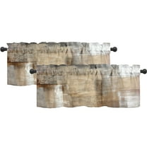 GALMAXS7 Beige Grey Kitchen Curtains Abstract Blackout Window Treatment Valances,52" x 18" 2 Panel