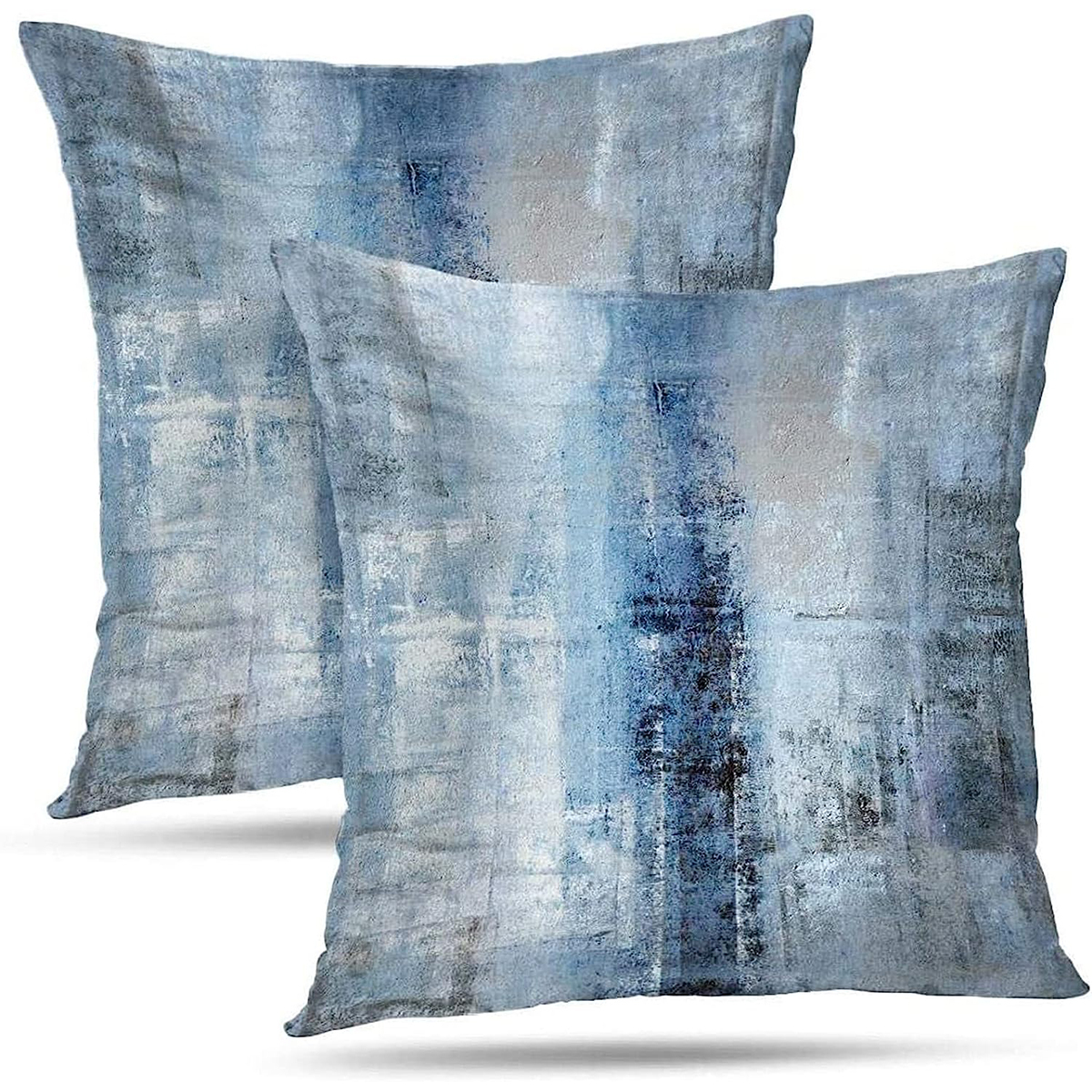 Floral Elk Blue and White Cotton Linen Throw Pillows Case Cushion Cover