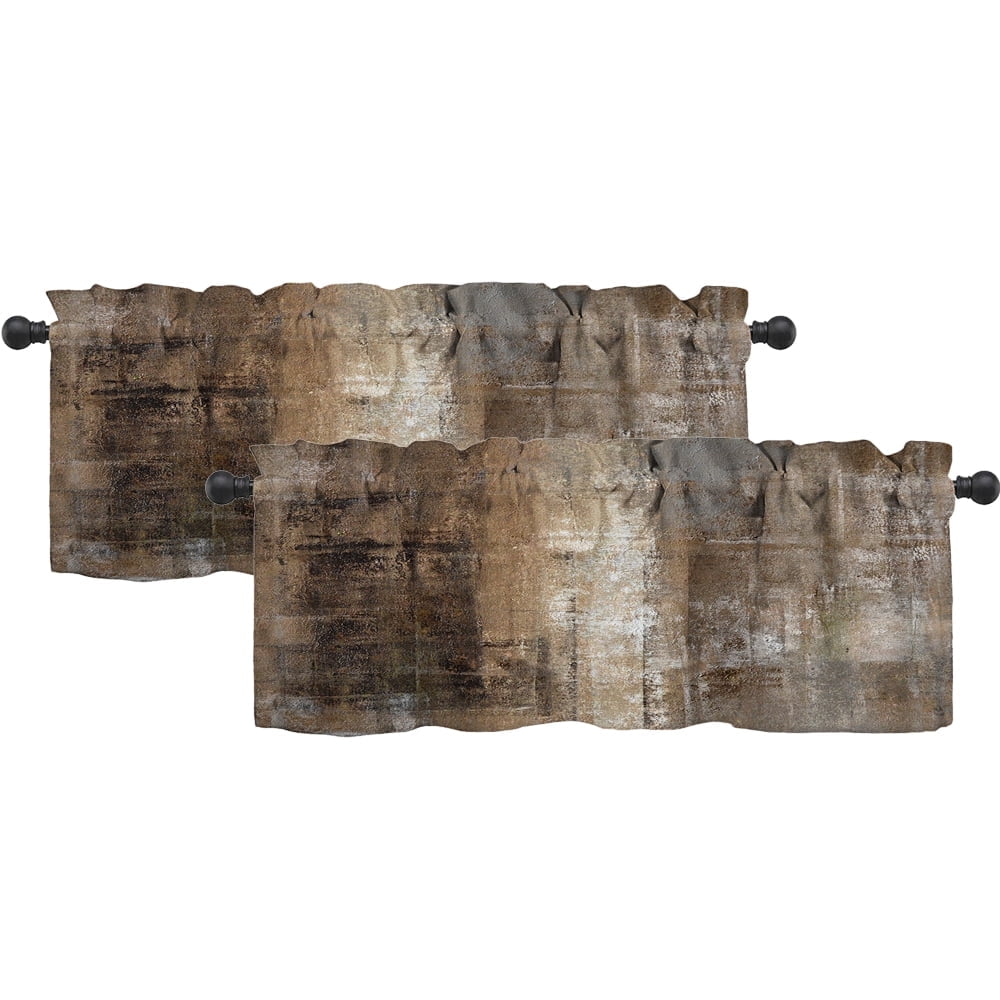 "GALMAXS7 Brown Grey Kitchen Curtains, Abstract Art Valances, Window ...