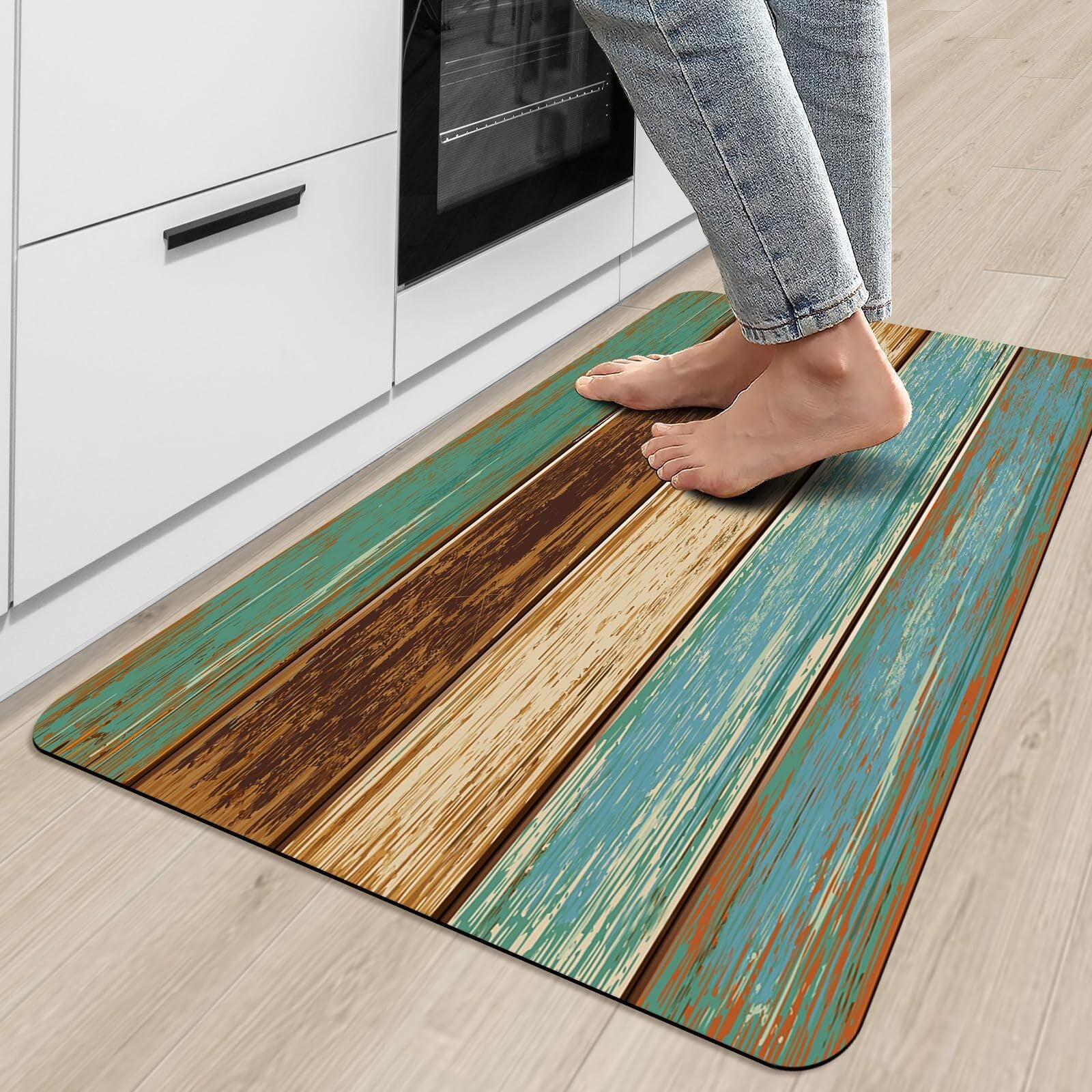 GALMAXS7 Door Mats Indoor Entrance Doormat for Entryway Microfiber Thin Kitchen Rugs 23"x35", Wood