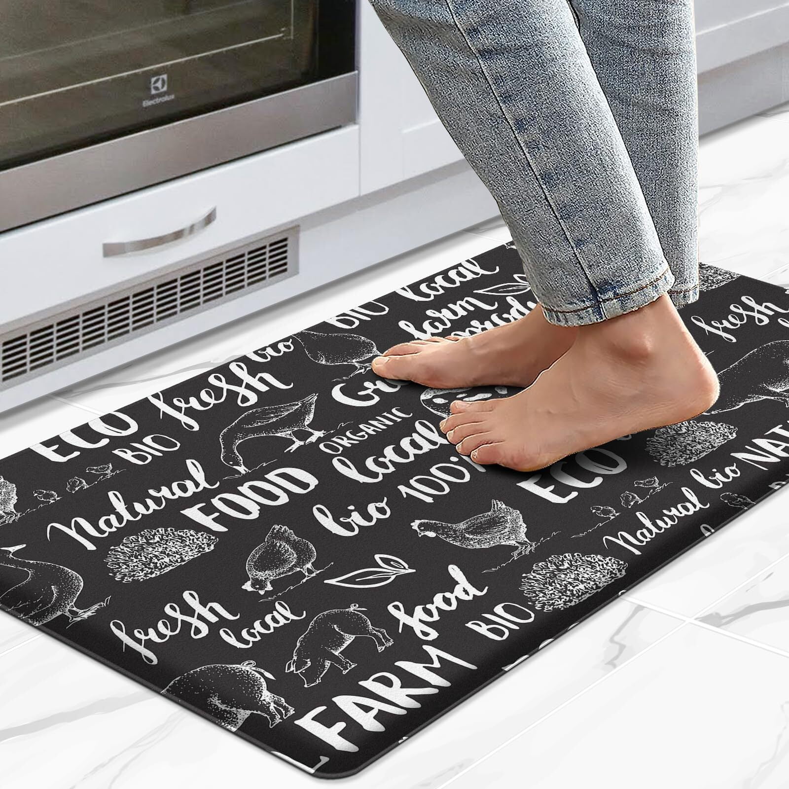 GALMAXS7 Farmhouse Kitchen Mats for Floor Black Kitchen Rugs and Mats Non Skid Washable Anti
