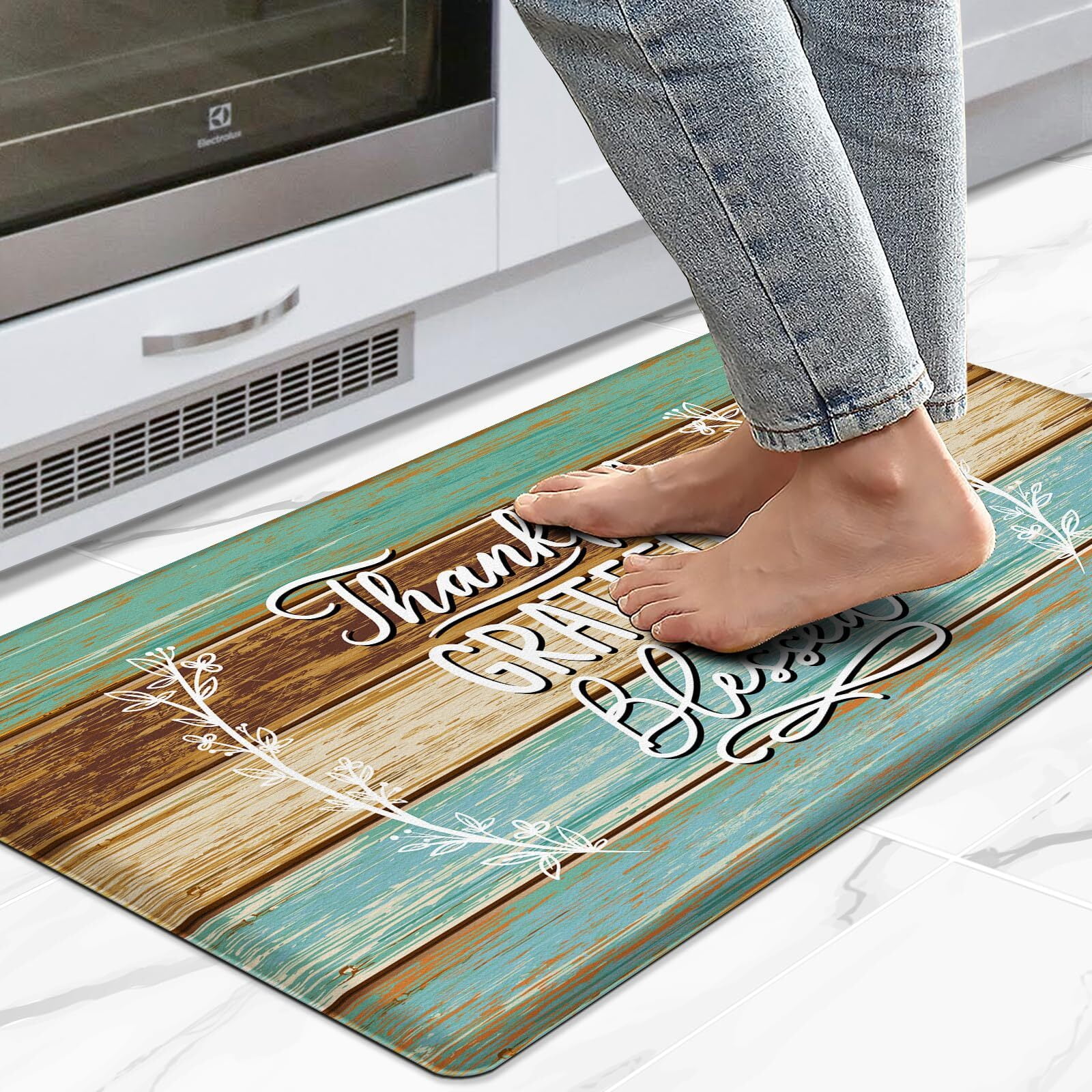 GALMAXS7 Farmhouse Kitchen Rug AntiFatigue Kitchen Mat for Floor Waterproof NonSlip Kitchen
