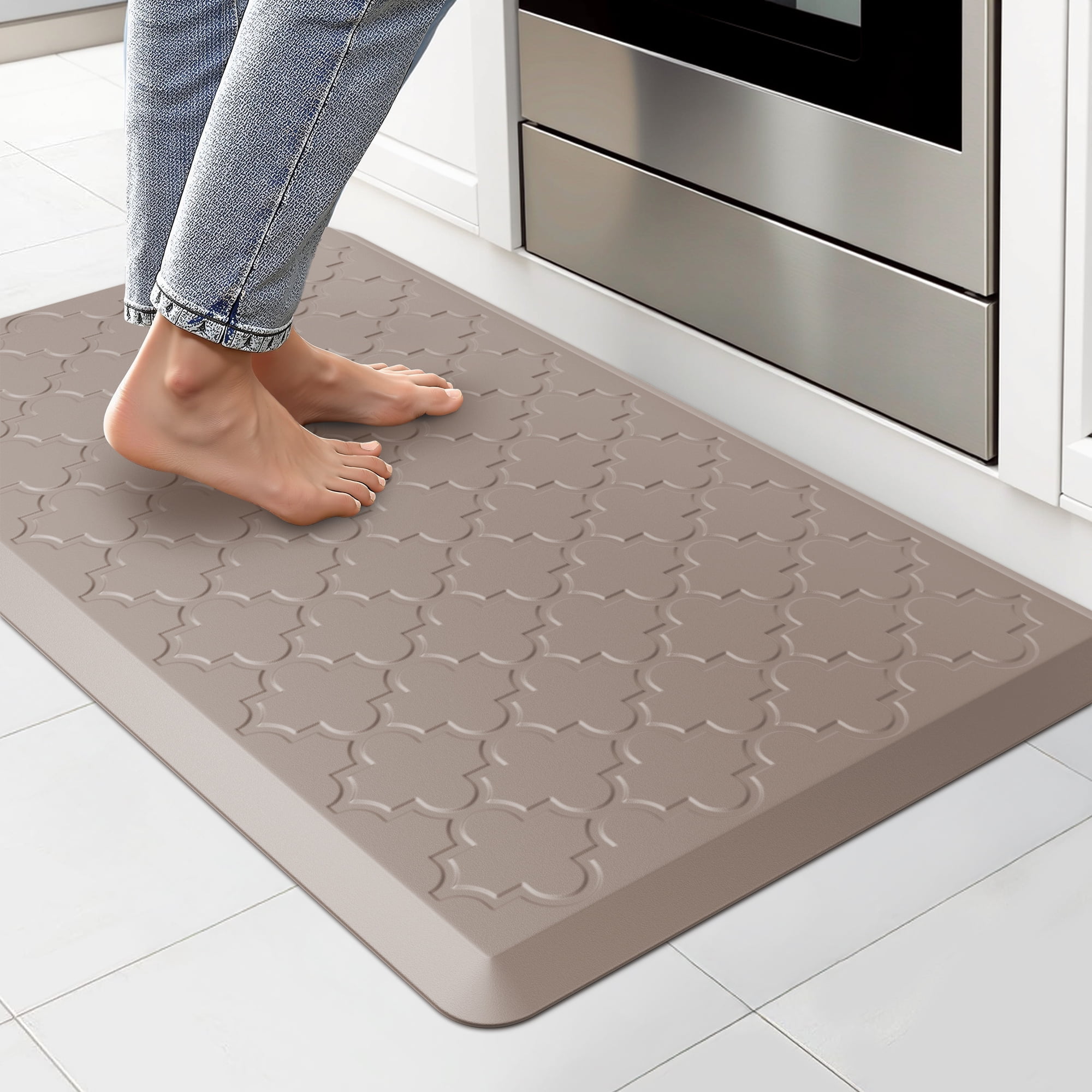 GALMAXS7 Kitchen Mat Anti Fatigue Cushioned Mat Khaki Kitchen Rug Memory Foam Ergonomic Rug 17"x 29"