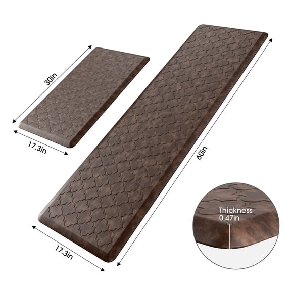 GALMAXS7 Kitchen Mat Anti Fatigue Cushioned Non Slips Kitchen Rugs and Mats Comfort Foam Floor Mat for Standing,17"x29"+17"x60",Mixed Brown