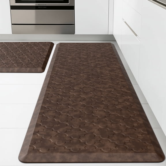 GALMAXS7 Kitchen Mat Anti Fatigue Cushioned Non Slips Kitchen Rugs and Mats Comfort Foam Floor Mat for Standing,17"x29"+17"x60",Mixed Brown