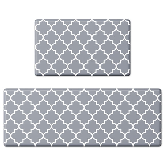 GALMAXS7 Kitchen Mats for Floor, Non-Slip Kitchen Rugs Set of 2,Gray Cushioned Rug Anti-Fatigue for Kitchen Decor,17"x29" 17"x47"