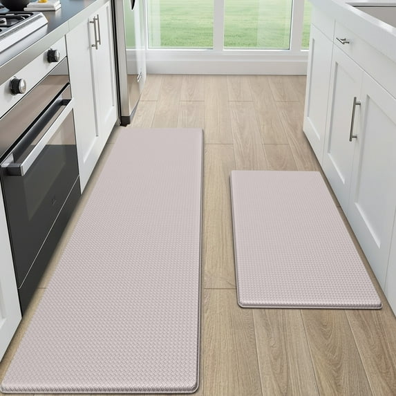 GALMAXS7 Kitchen Rugs and Mats Kitchen Mat Anti Fatigue Mats for kitchen, Non Slips Kitchen Floor Mat for Standing,17"x29"+17"x71",Ivory