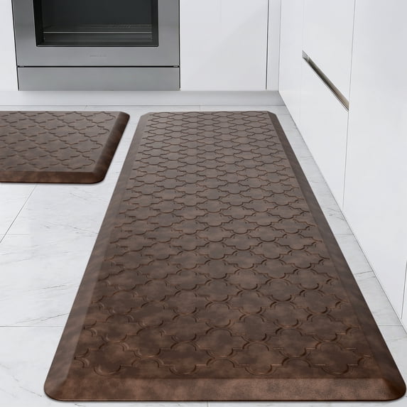 GALMAXS7 Kitchen Mat Anti Fatigue Mats for Kitchen,Non Slips Kitchen Rugs and Mats for Floor,17"x29"+17"x60",Brown