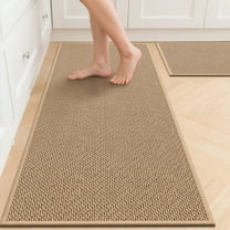 GALMAXS7 Kitchen Rugs and Mats 2 Piece Non Skid Kitchen Mats Washable Kitchen Floor Mats 20"x32" 20"x47",Beige