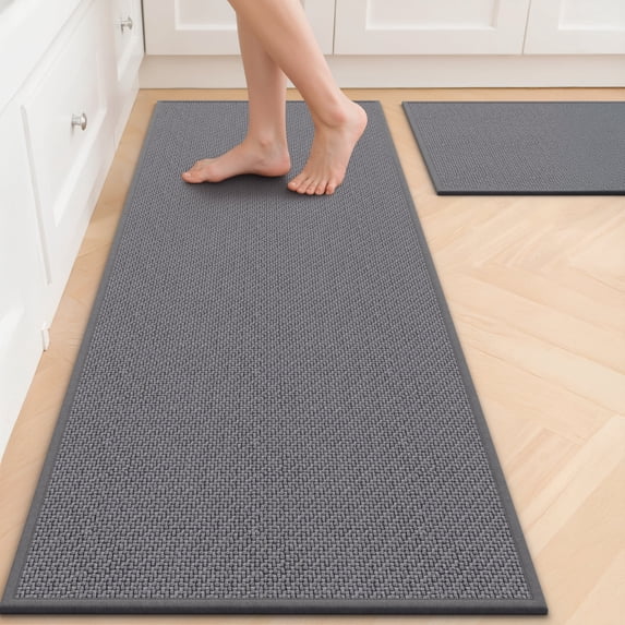 GALMAXS7 Kitchen Rugs and Mats 2 Piece Non Skid Kitchen Mats Washable Kitchen Floor Mats 20"x32"+20"x47",Gray