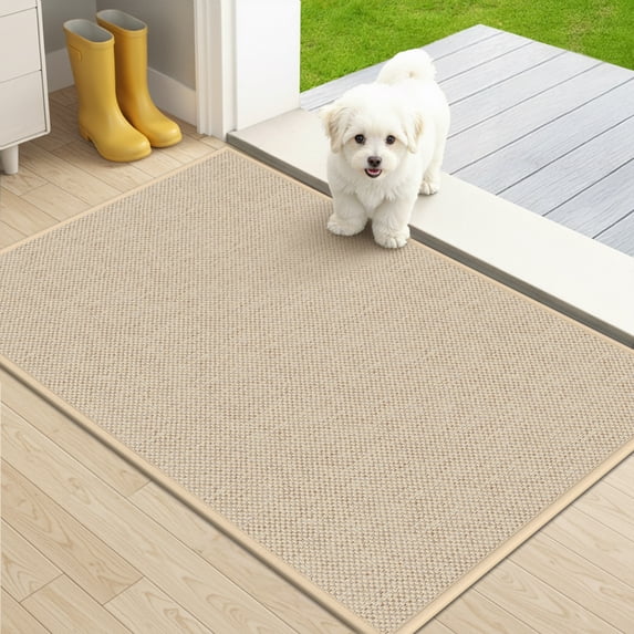 GALMAXS7 Indoor Door Mats for Entryway 20"x32", Non Slip Doormat for Inside,Dirt Trapper,Washable Welcome Mat floor mats for home, Beige