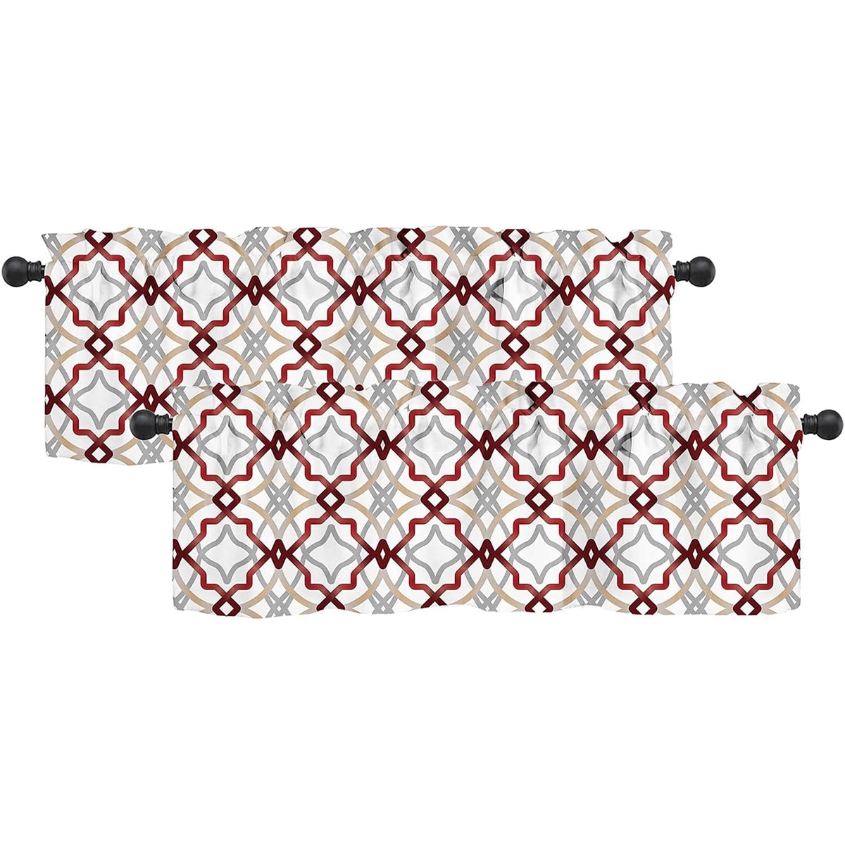 GALMAXS7 Red Curtain Valances Modern Geometric Kitchen Curtains Valance