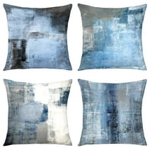 GALMAXS7 Throw Pillow Covers 18x18 Set of 4 Velvet Decorative Cushion Cover Grey Abstract Art Painting Pillowcase for Sofa Bedroom Living Room Décor