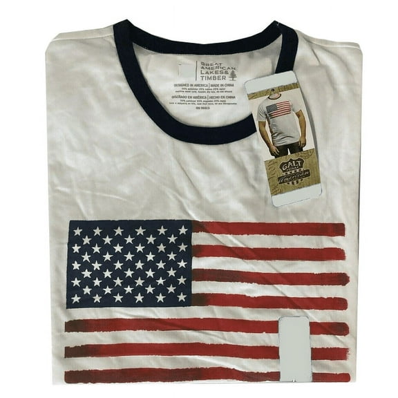 GALT Men's Graphic Tee American Flag (White, XL)