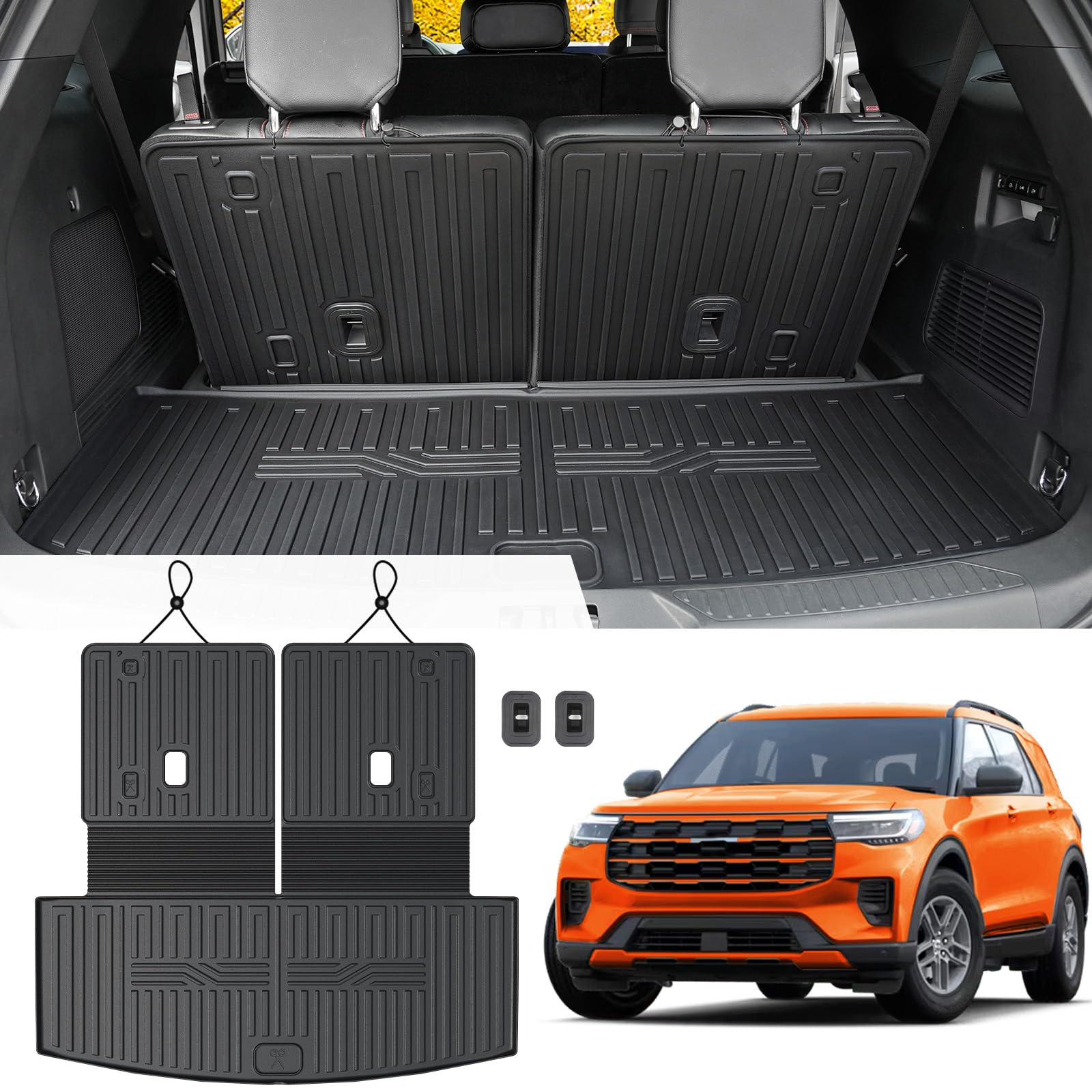 Dattumar All-Weather Floor & Cargo Liner Set For 2020-2025 Ford Explorer (7-Seater) - TPE Material, 5-Piece - View #3
