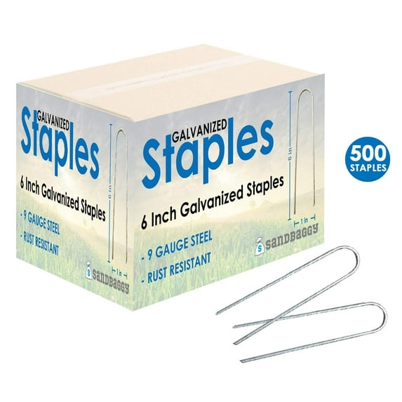 GALVANIZED 6" Landscape Staples ~ Landscape Fabric Pins - Garden Staples Heavy Duty - Ground Cover Staples - Fence Anchors - Lawn Nails - Garden Stakes - Earth Staples (500 Staples)