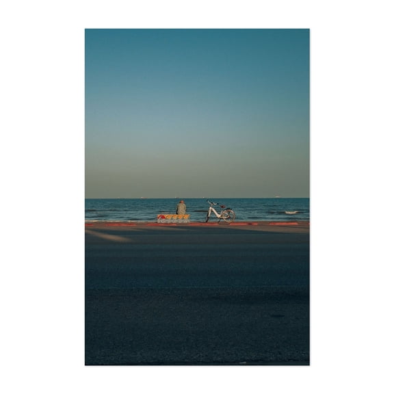 GALVESTON SEAWALL - Galveston Texas Photography Beach Coast Bicycle Ocean Minimalist Street Photography Vintage Unframed Wall Art Print 16 x 24 inches