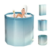 GAMBE  31.5"Upgraded Foldable Adult Bathtub, Portable Hot Ice Bath Tub, Soaking Spa,Blue