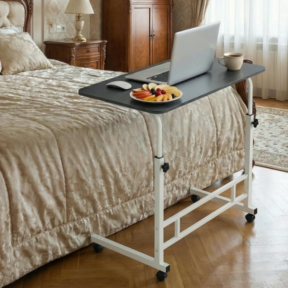 GAMBE Mobile Rolling End Desk,Adjustable Standing Desk,C-Shaped Side Table,Laptop Computer Stands,Desktop Book Stands with Wheels