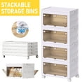 thumbnail image 1 of GAMBE Plastic Storage Bins with Lids, 4 Tier 124QT Stackable Storage Containers with Wheels, Folding Closet Organizers for Living Room, Office, Dorm, 1 of 8